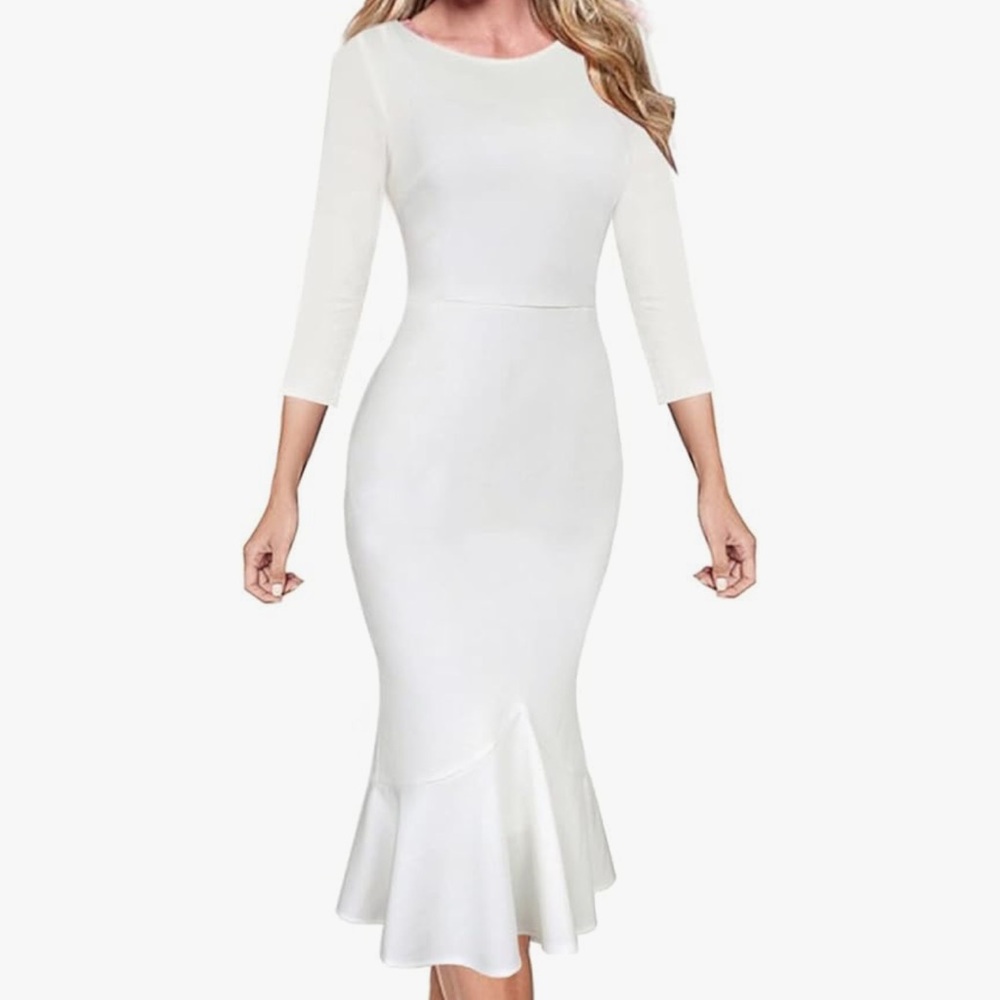 VFSHOW l Elegant Vintage Cocktail Party Mermaid Bodycon Midi Mid-Calf Dress